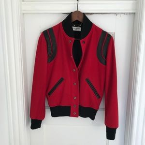 SAINT LAURENT 2017 VIRGIN WOOL BOMBER JACKET RED S